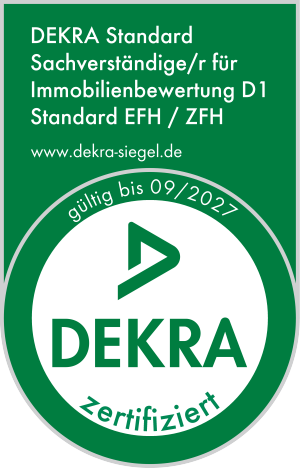 Siegel Sachverständiger Immobilienbewertung D1 (DEKRA – Ein- und Zweifamilienhaus)